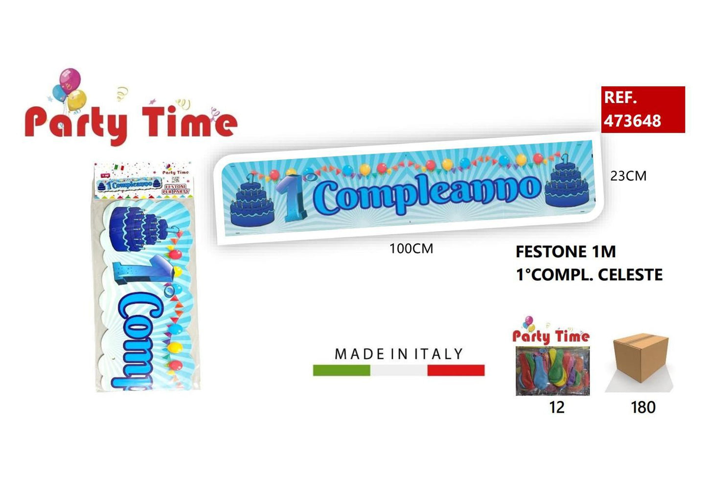 *FESTONE STRISCIONE 1 COMPLEANNO CELESTE