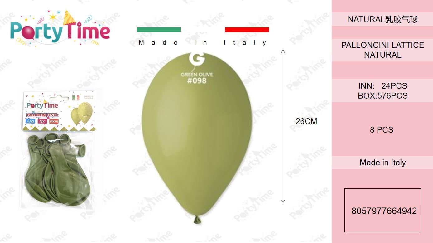 *palloncini naturals green olive 8pz