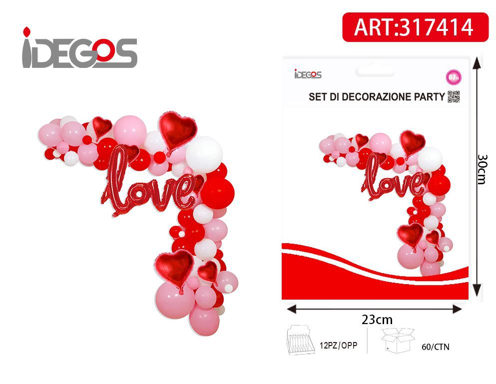 KIT ARCO DI PALLONCINI ROSSO LOVE