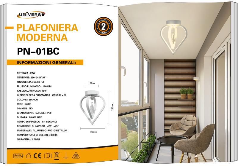 LAMPADARIO DA SOFFITTO/22W/3000K