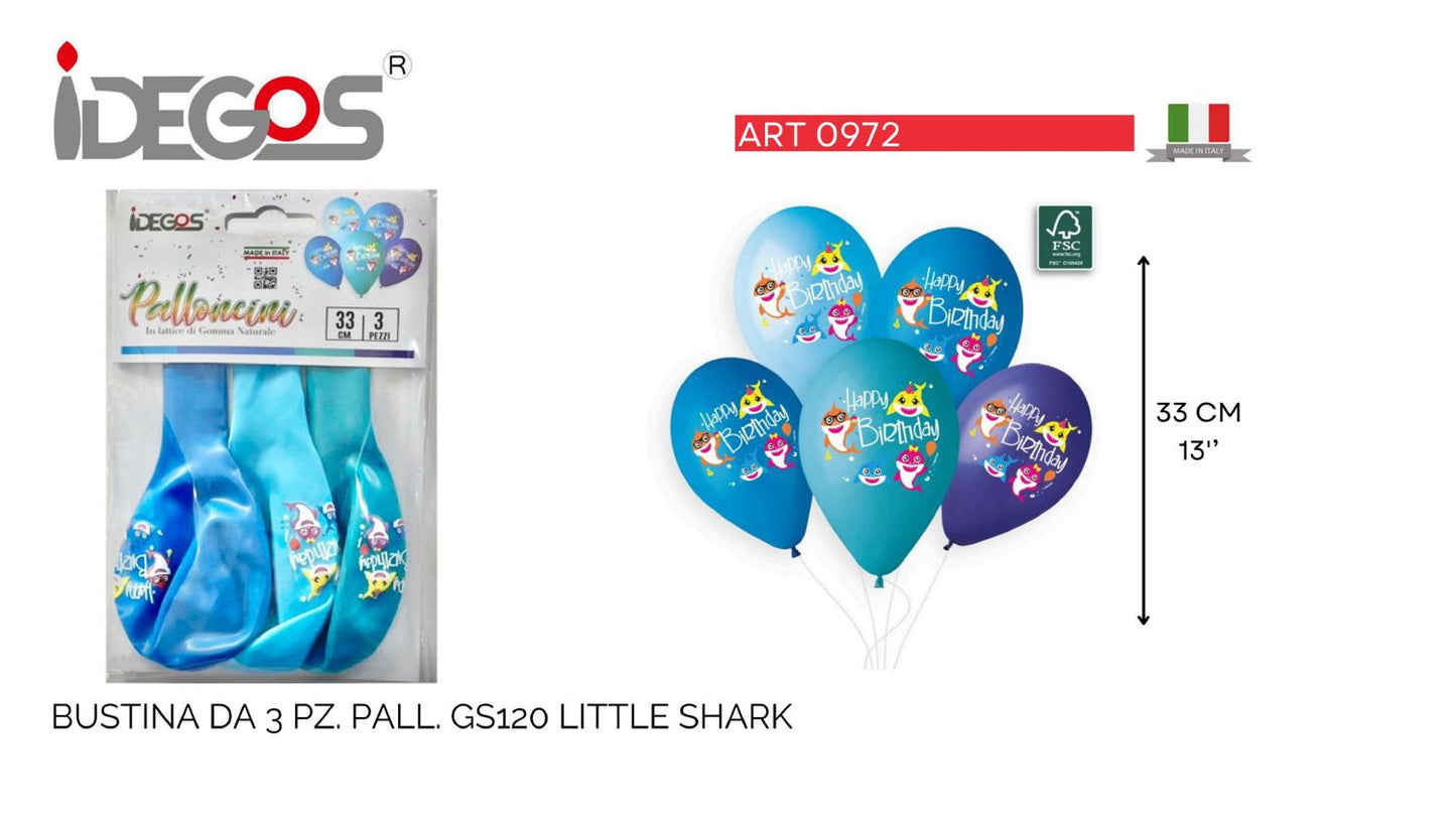 BUSTE PALLONCINI GOMMA GS120 LITTLE SHARK 3PZ