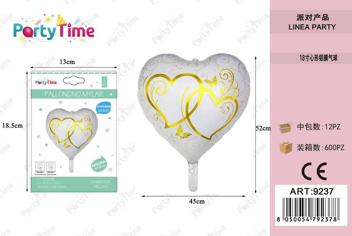 *PALLONCINO MYLAR A CUORE BIANCA