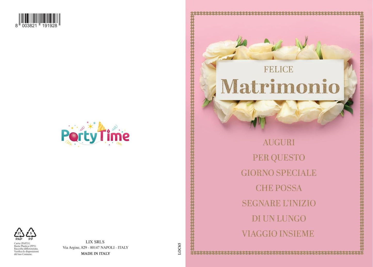 BIGLIETTO MATRIMONIO C/FOIL ORO