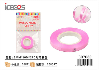 FILO NASTRO PER PALLONCINI ROSA 5MM*10M 2PZ