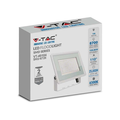 V-TAC Faro LED SMD 100W Colore Bianco 6400K IP65