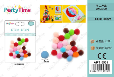 *POM PON 2CM 25PZ COLORE MISTO