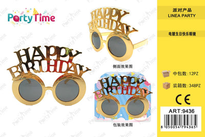 *OCCHIALI PER FESTA HAPPY BIRTHDAY ORO