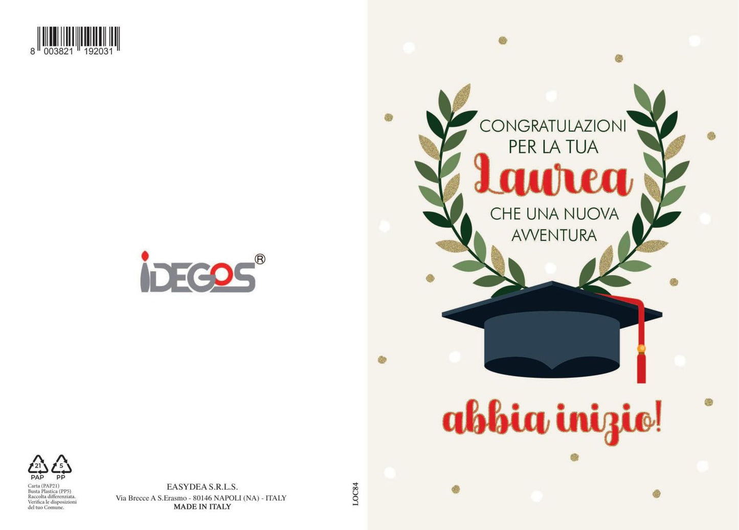 BIGLIETTO LAUREA C/FOIL ORO