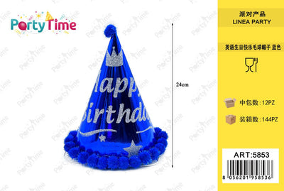 *CAPPELLO 24CM 'HAPPY BIRTHDAY' BLU