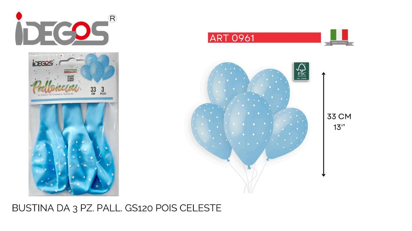 BUSTE PALLONCINI GOMMA GS120 CHIC DOTS CELESTE BABY  3PZ