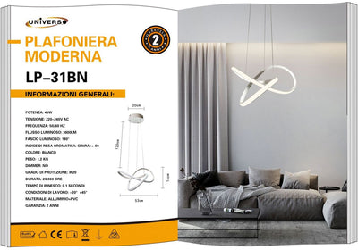 LAMPADARIO DA SOFFITTO/45W/4000K