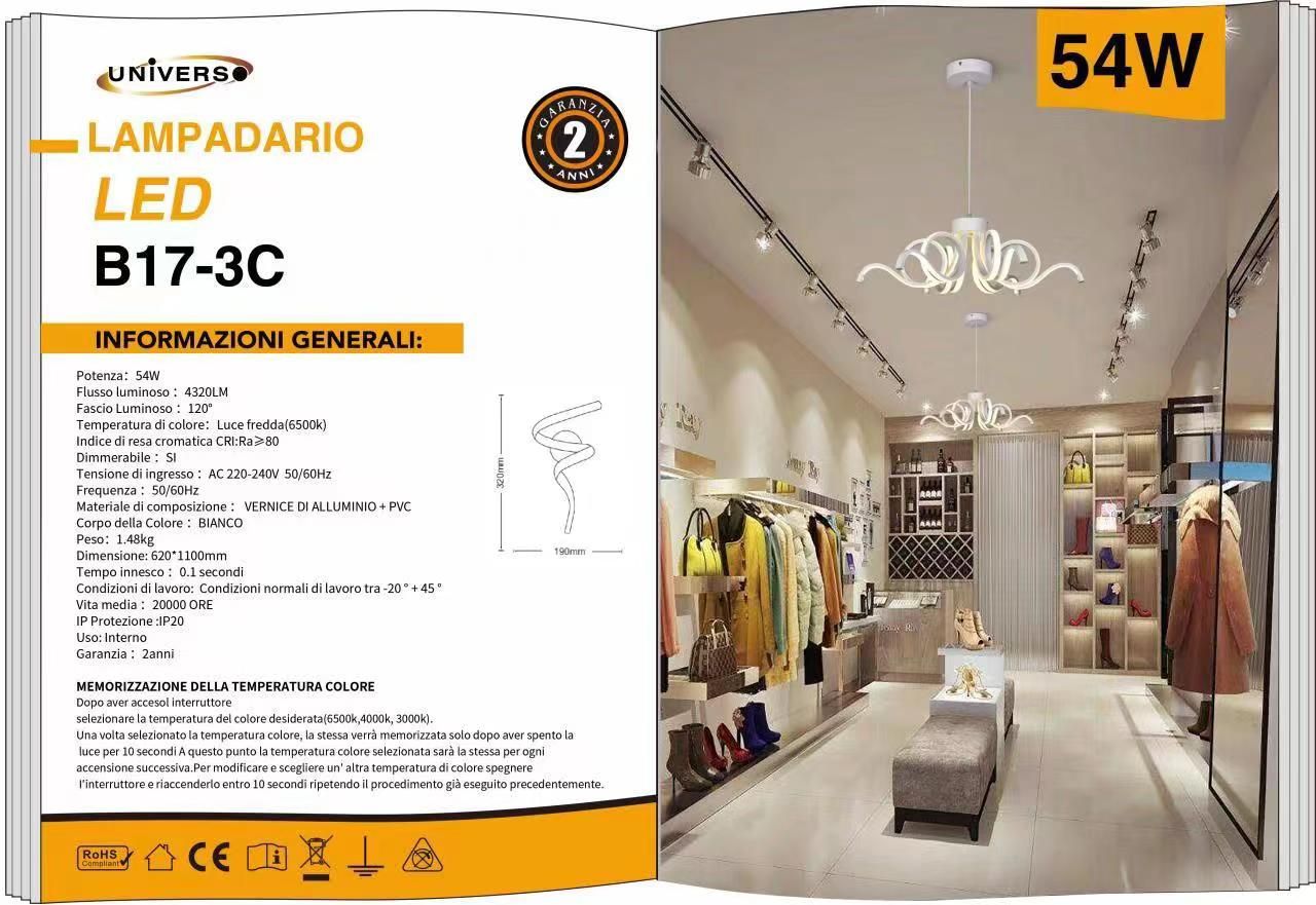 LAMPADARIO DA SOFFITTO/54W/3000K-6500K