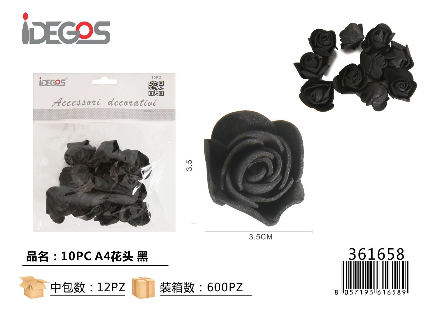 FIORI ROSE NERO 10PZ