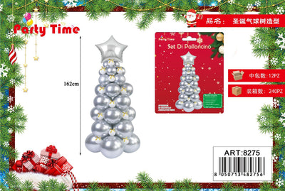 *SET DI PALLONCINO ALBERO DI NATALE ARGENTO E BIANCA