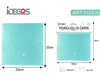 ACCESSORI FESTA TOVAGLIOLI CARTA 18G 2 STRATI 33*33CM 10PZ TIFFANY BLU