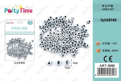 *perline 5*5mm bianca e nero