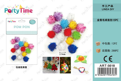 *POM PON 2.5CM 15PZ COLORE MISTO