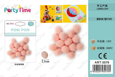 *POM PON 2.5CM 15PZ BIANCA