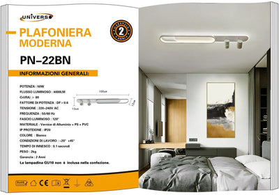 LAMPADARIO DA SOFFITTO/50W/4000K/BIANCO