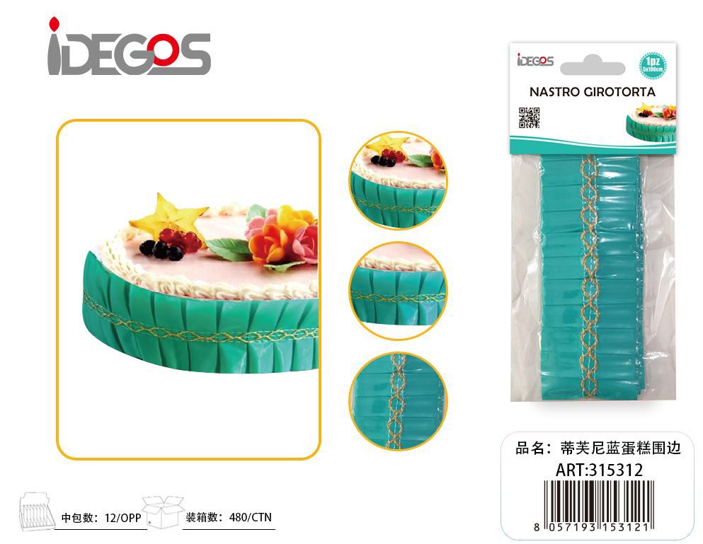 NASTRO PER DECORAZIONE TORTE VERDE TIFFANY 1M