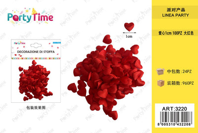 *PETALI DI ROSA A FORMA CUORE 1CM 100PZ ROSSO