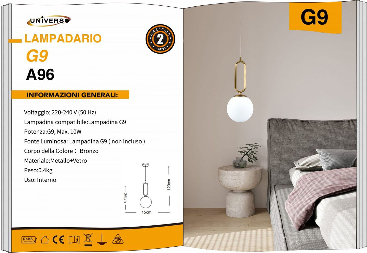 LAMPADARIO DA SOFFITTO/1XG9