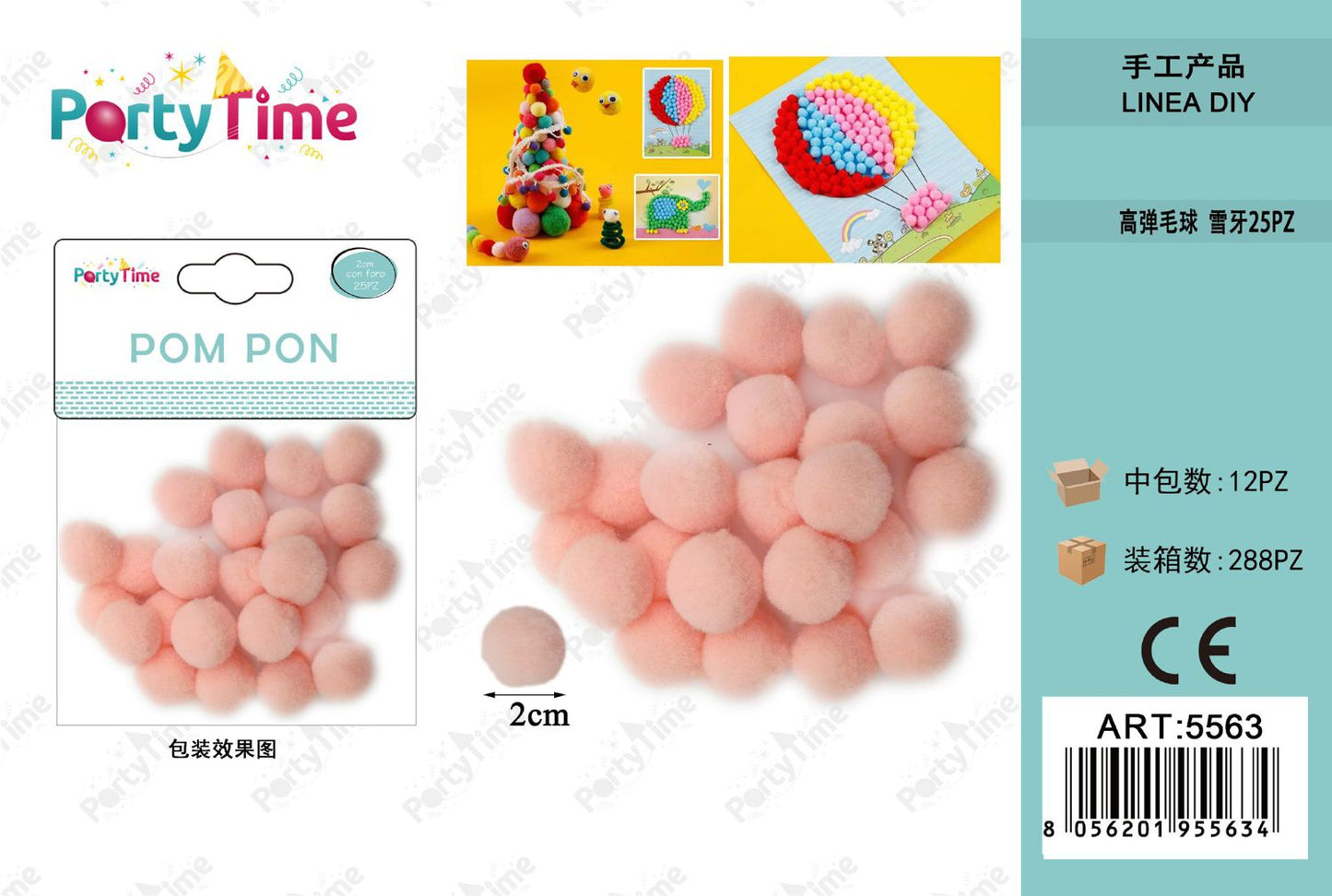 *POM PON 2CM 25PZ BIANCA