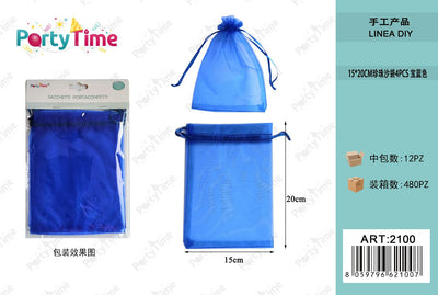 *SACCHETTI PORTACONFETTI 15*20cm 4pz blu