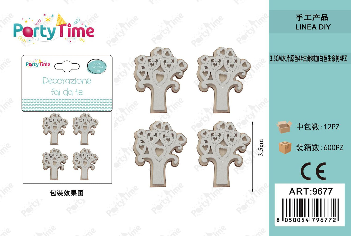 *3.5CM DECORAZIONE ALBERO 4PZ BIANCA