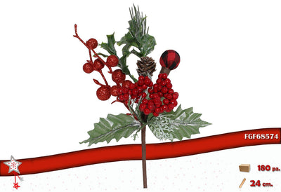 PICK CON BACCHE ROSSE E DECORAZIONI