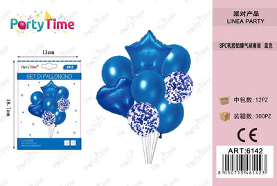 *SET PALLONCINI BLU STELLA CUORE