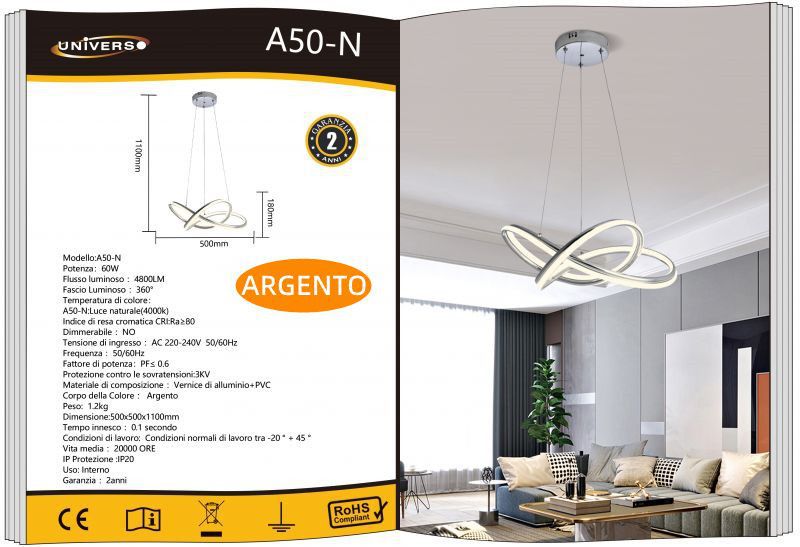 LAMPADARIO DA SOFFITTO/60W 4000K