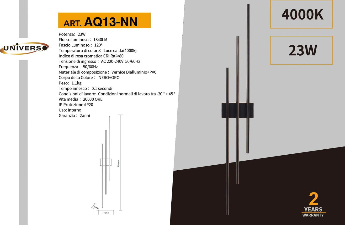 APPLIQUE DA MURO/23W/4000K