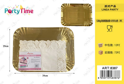 *vassoio per pasticceria rettangolare oro 39*29CM 3 PZ