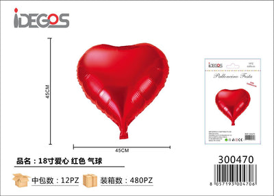 PALLONCINO CUORE 45CM ROSSO