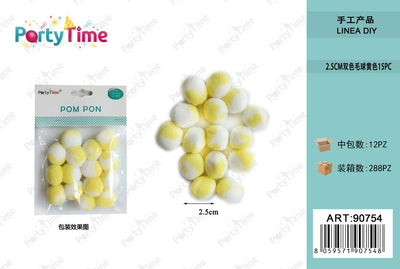 *POM PON BICLORE 2.5CM 15PZ