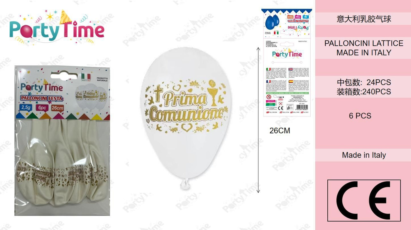 * BUSTE PALLONCINI GOMMA  GD90 PRIMA COMUCOMUNIONE 6 PZ