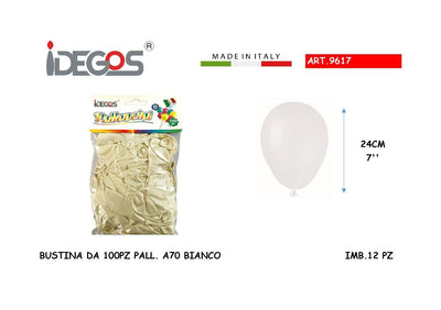 BUSTA DA 100 PALLONCINI BIANCO