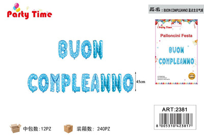 *PALLONCINO BUON COMPLEANNO BLU A PUA