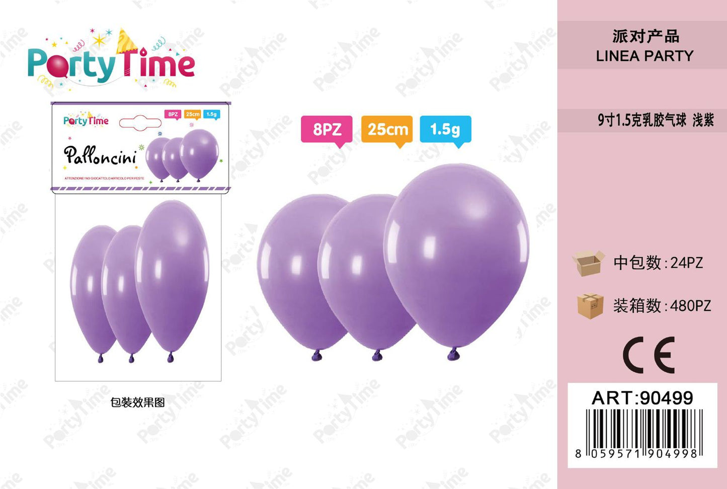 *PALLONCINI 1.5G 9" LILLA