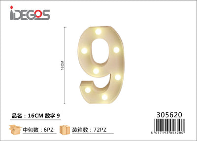 NUMERO DI LUCE LED 9 16CM