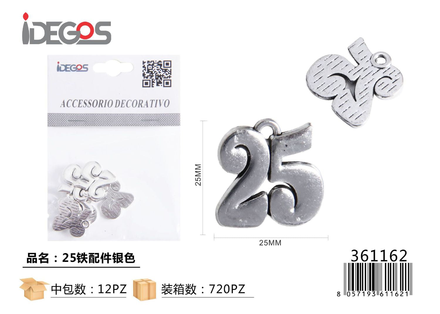 ACC/DECORATIVI A NUMERI 25 ARGENTO