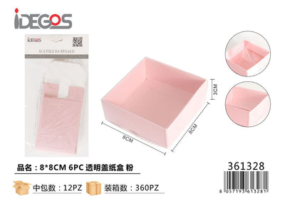 SCATOLINA IN CARTA ROSA PVC 8*8CM 6PZ