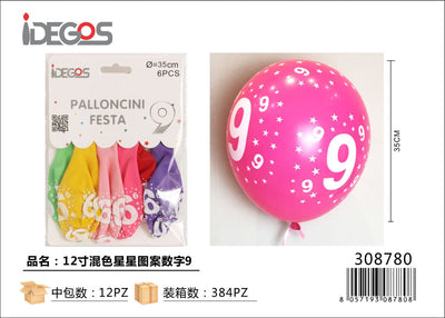 PALLONCINI IN LATTICE N9 COLORATI 12PZ