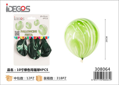 PALLONCINI DECORATIVI SFUMATI VERDE 4PZ