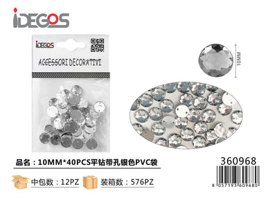 ACC/DECORAZIONE DI STRASS AREGENTO 10MM 40PZ