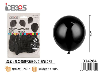 PALLONCINI IN LATTICE NERO 10PZ 2.2G