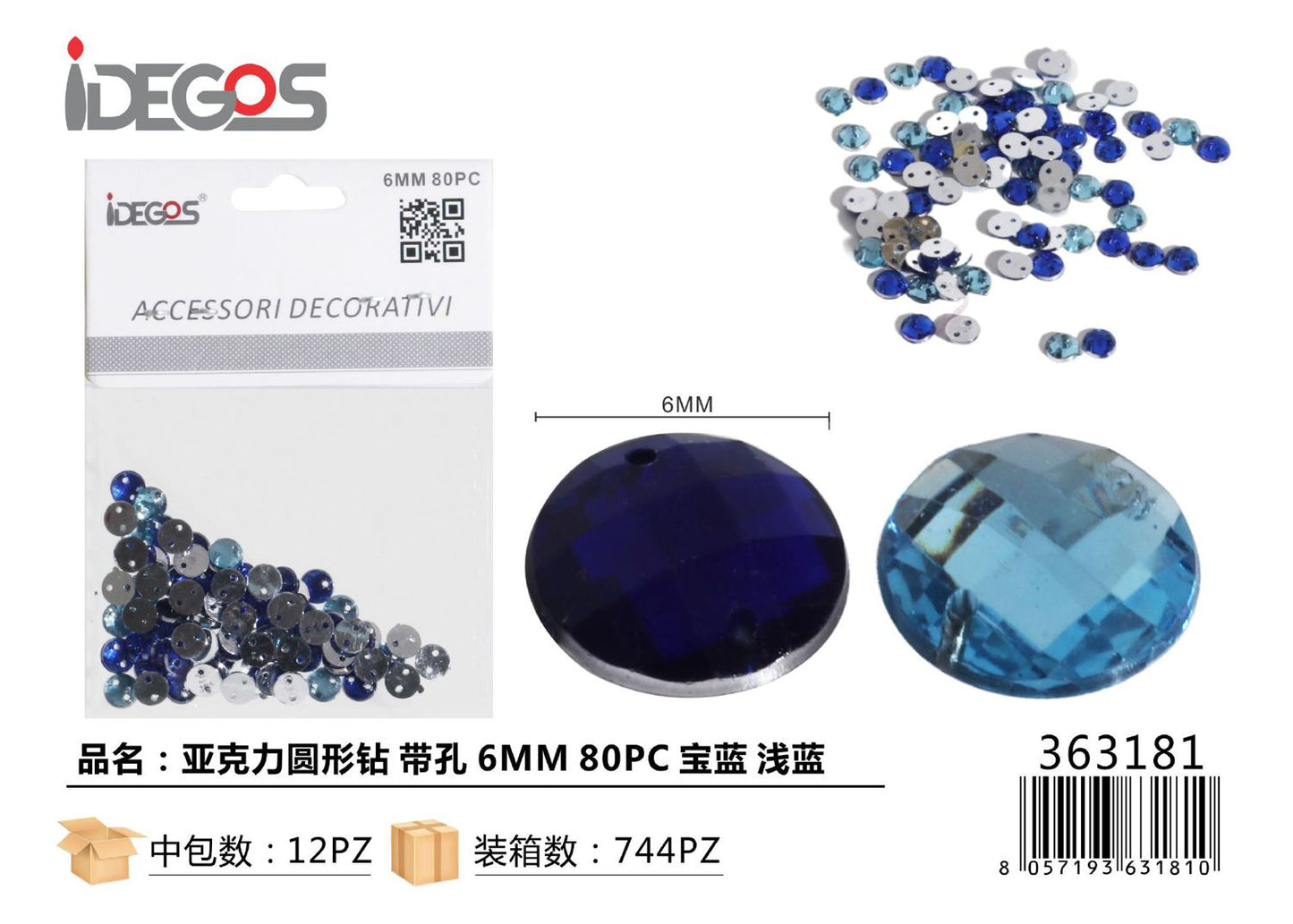 ACC/DECORATIVI CRISTALI BLU 6MM 80PZ