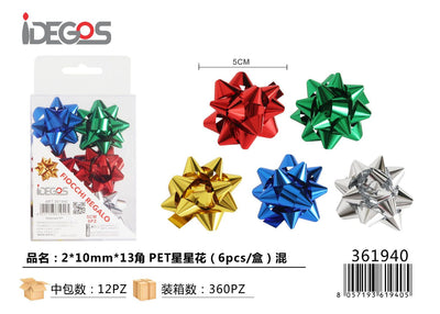 FIOCCO DA REGALO STELLE PET 2*10MM*13 6PZ