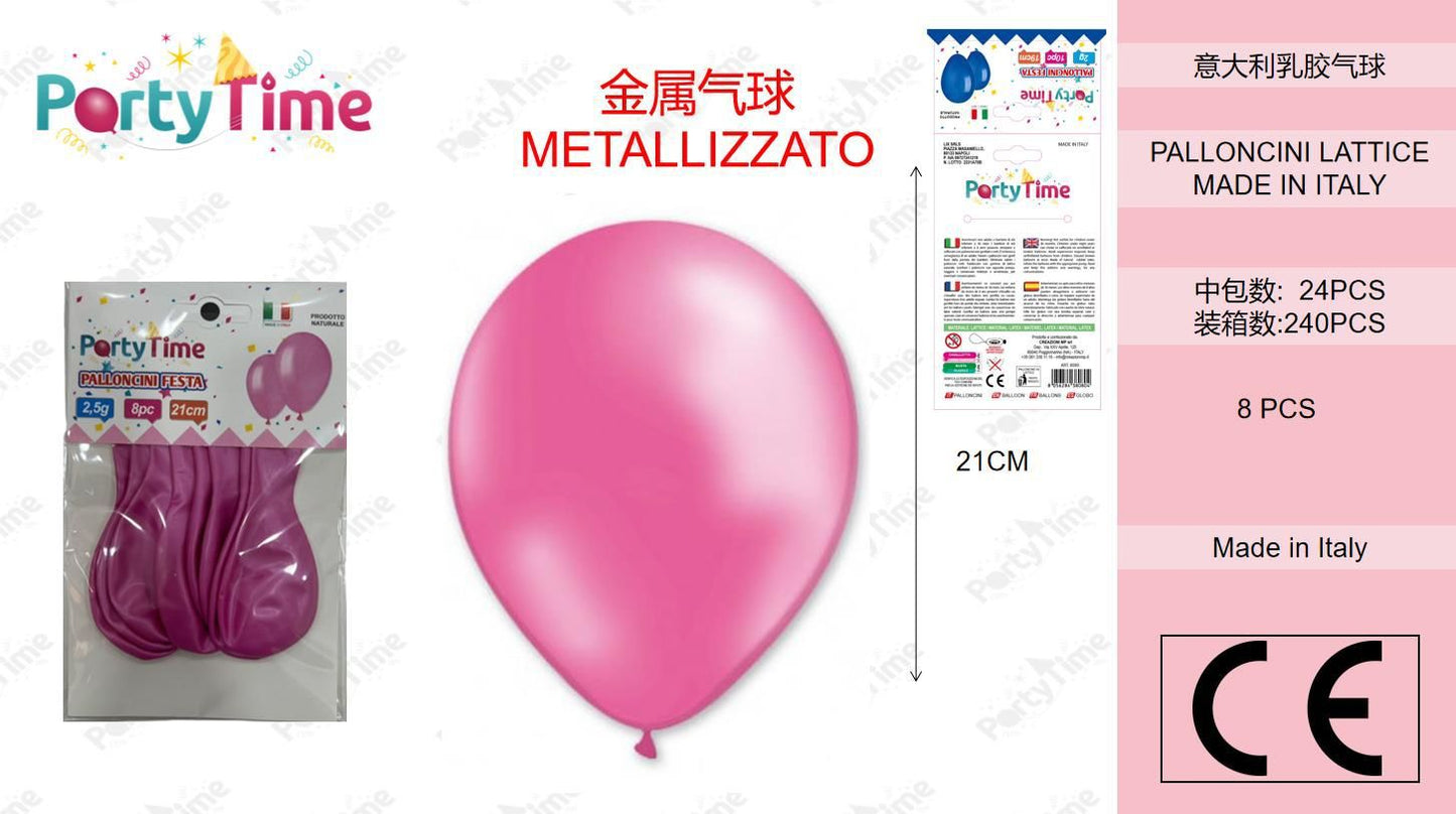 *BUSTA PALLONCINI GOMMA AM80 METALLIZZATO ROSA 8 PZ